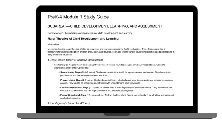 PreK-4 PECT Exam Module 1 Study Guide